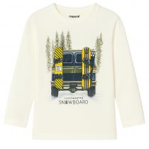 Mayoral Maglietta Manica Lunga Bambino 3-9 Anni – T-shirt Cotone Bianca con Stampa Snowboard