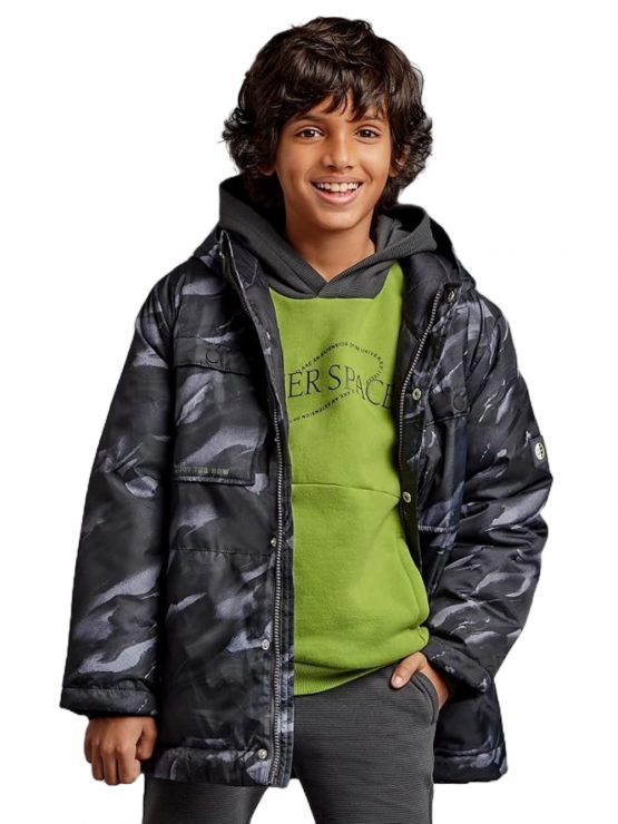 Mayoral Giubbotto Bambino Invernale con Cappuccio – Fantasia Camouflage Nero | Caldo e Imbottito | Taglie 3-9 anni