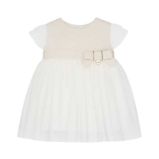 Abito bimba avorio in tulle con fiocco – COD 1096