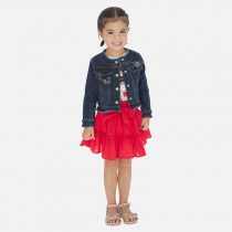 Gonna bimba rossa con cintura a fiocco – Cotone e Lino – COD 3904E