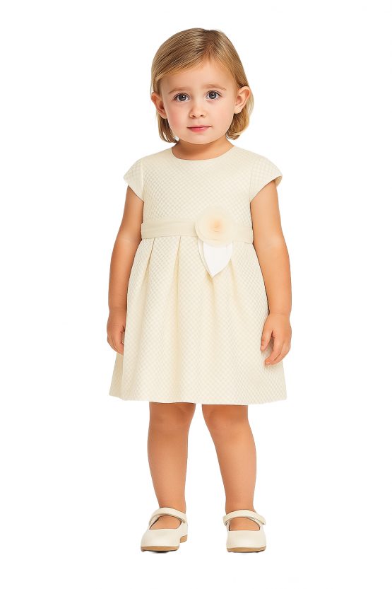 Abito bimba avorio con fiocco – COD 3912