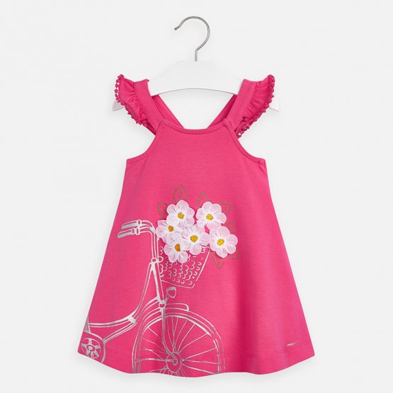 Abito bimba fucsia con fiori 3D e bicicletta – COD 3962E