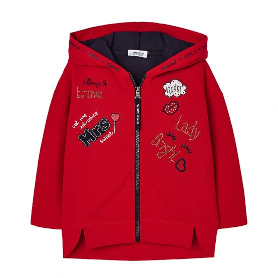 Mayoral Felpa Bambina 3-9 Anni Art. 4425 – Hoodie rosso con zip e cappuccio